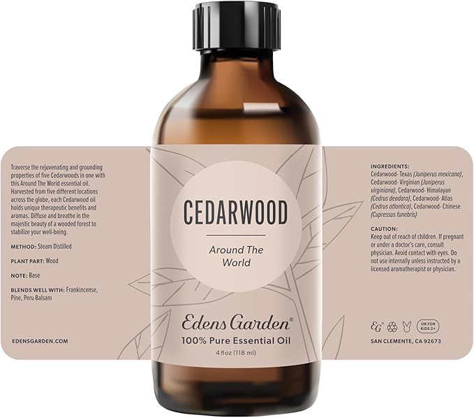 Edens Garden Cedarwood Around The World Essential Oil- 100% Pure Premium Grade, Undiluted, Natural, Therapeutic, Aromatherapy, The Best for Diffuser, Skin, Face, Hair 118 ml (4 fl oz) - Bloomnest