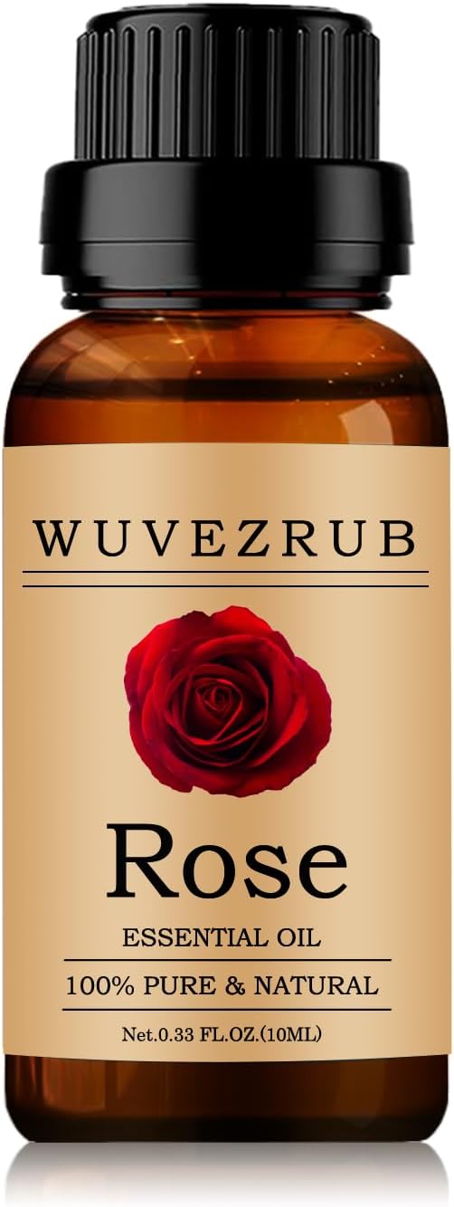 Rose Essential Oils 10ML, 100% Pure and Natural Essential Oil for Aromatherapy Diffuser - 0.33 Fl Oz/Rose WUVEZRUB