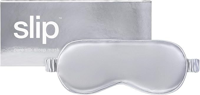 slip Pure Silk Sleep Mask - 100% Pure 22 Momme Mulberry Silk Eye Mask - Comfortable Sleeping Mask with Elastic Band + Filler and Internal Liner, Silver - Bloomnest