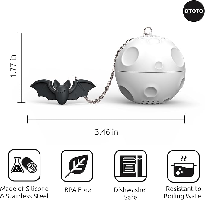 Cute Tea Strainers - Loose Leaf Tea Steeper, Tea Infuser for Loose Leaf Tea, Tea Diffusers, Tea Accessories, Mushroom Gifts, Cute Kitchen Accessories, White Elephant Gifts, (Moonlit, Spooky, Gothic)