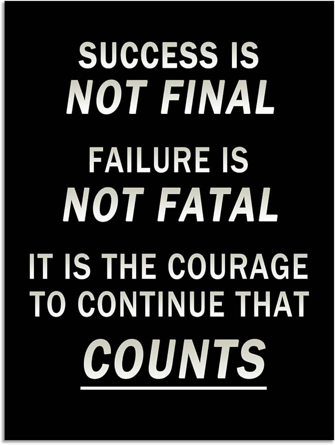 Winston Churchill Motivational Wall Art Printed Modern Artwork To Continue That Counts Inspirational Quotes Canvas Poster for Living Room Hallway Office Home Framed Ready to Hang [30" W X 40" H] - Bloomnest