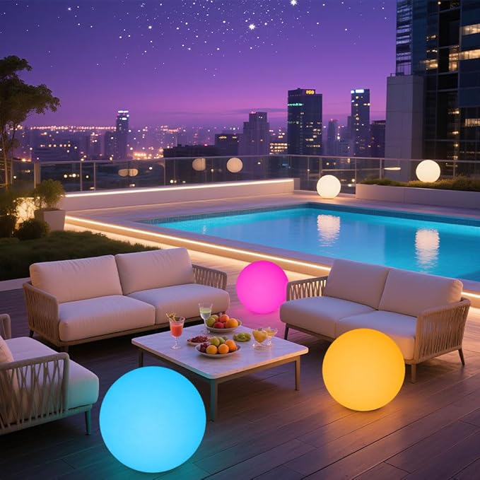 16 In Cordless LED Glowing Ball Light, LED Globe Orb Night Light w/Remote,16RGB Color Changing Waterproof Light Up Ball Rechargeable Indoor/Outdoor Mood Lamp for Nursery Garden Patio Party Bar Decor. - Bloomnest