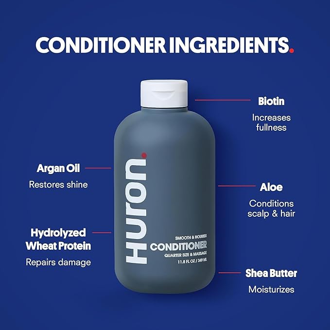 Huron Shower Kit - Shampoo, Conditioner, & Body Wash For Men - Sea Salt + Driftwood Scent - Hydrating & Nourishing Men’s Shampoo & Conditioner - Bloomnest