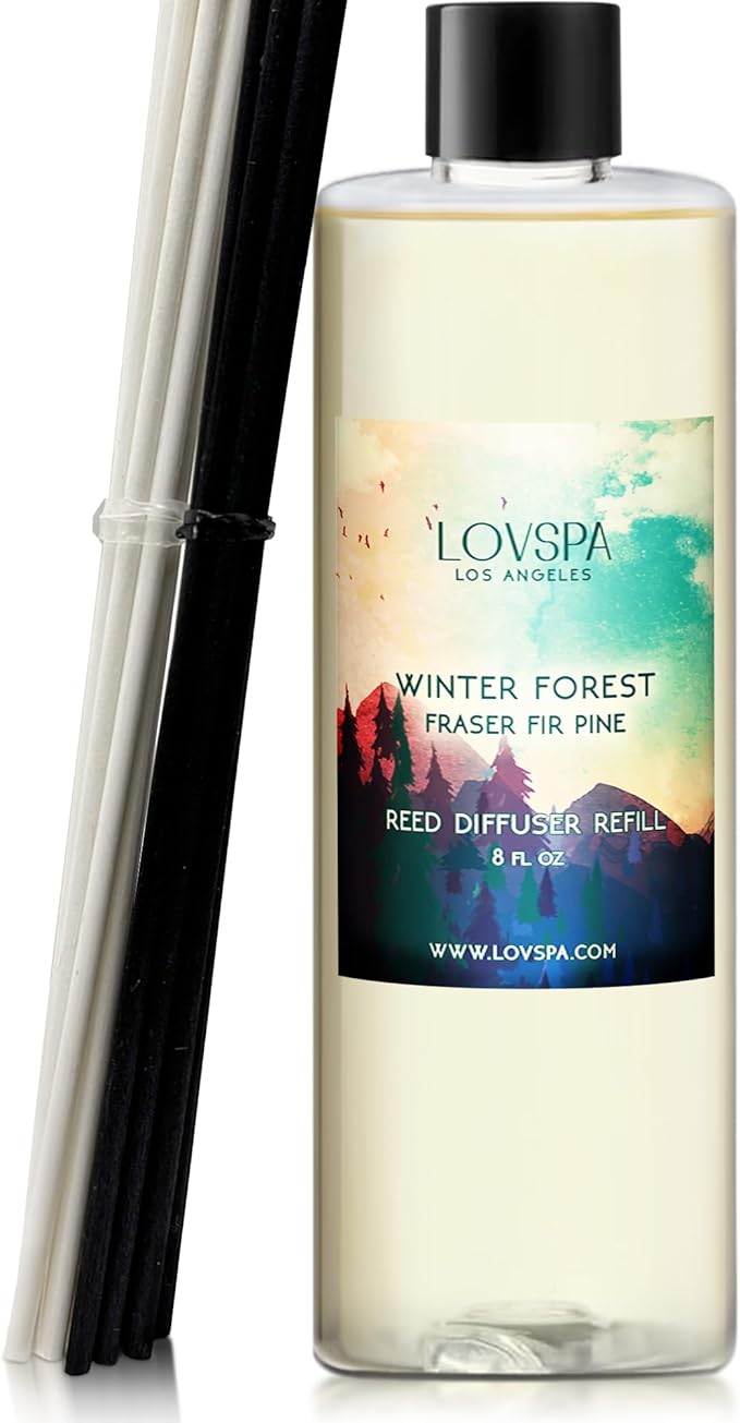LOVSPA Winter Forest Pine Diffuser Oil - Holiday Essential Oils for Diffuser Refill & Air Freshener Room Spray - Long-Lasting & Natural Home Fragrance, Scented Oil for Diffusers, USA Made, 8 oz - Bloomnest