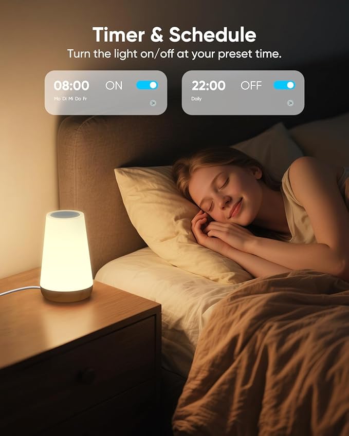 Smart Table Lamp, Dimmable Nursery Night Light with App/Voice Control Compatible with Alexa, Led Desk Lamp with 32 Modes 2700-6500k & Music Sync, Bedside Lamp for Kids with Timer - Bloomnest