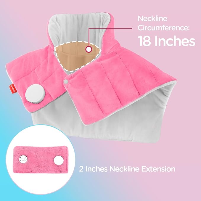 Comfytemp Heating Pad for Neck and Shoulders and Back, 2.6lb Weighted Electric Heat Pad FSA Eligible, Large HSA Heated Wrap, 9 Heat Settings & 11 Timer, Birthday Gifts for Women Men Mom Dad, Pink - Bloomnest