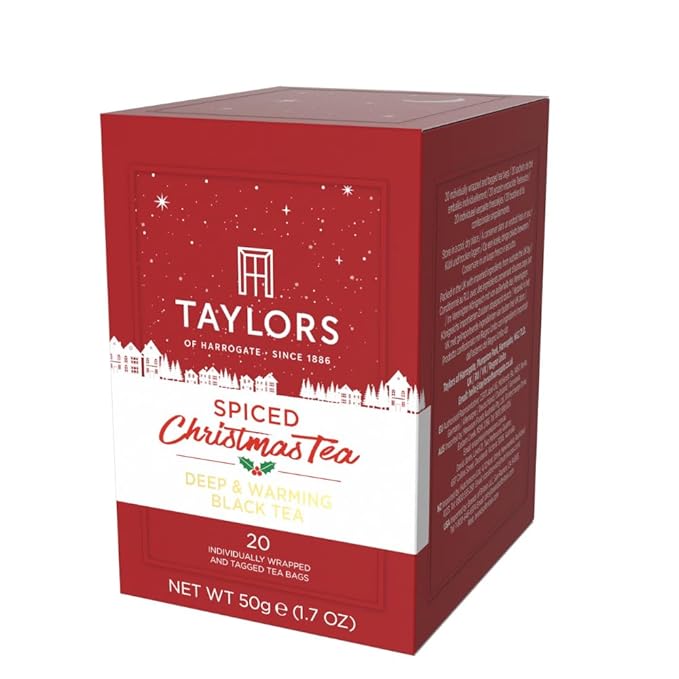 Taylors of Harrogate Spiced Christmas, Holiday Black Tea, Individually Wrapped Bags, 20 Count (Pack of 6), Deep, Festive and Spiced, Caffeinated, Enjoy Hot or Iced, 120 Teabags - Bloomnest