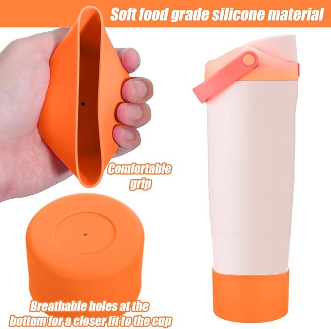 Mity rain 2PCS Protective Silicone Boots for Owala 30oz & 40oz FreeSip Sway Bottles & Tumblers - Accessories for owala, Enhances Stability & Prevents Scratches (Orange) Mityrain