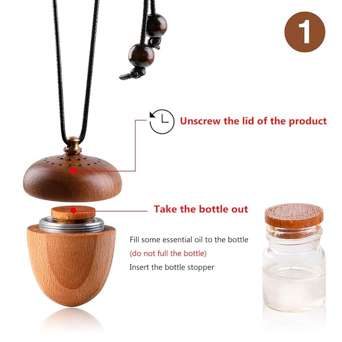 Wooden Acorn Essential Oil Car Diffuser Air Freshener Hang Decoration Brown - Bloomnest
