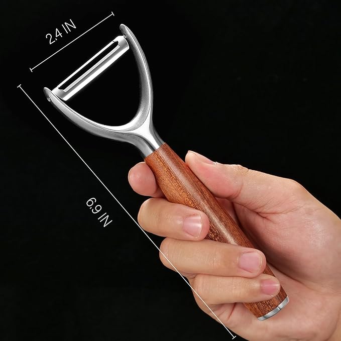Premium Y Type 304 Stainless Steel Multifunctional Kitchen Peeler Real Wood Handle Ultra Sharp Blade Vegetable Potato Apple(Aosuan) - Bloomnest