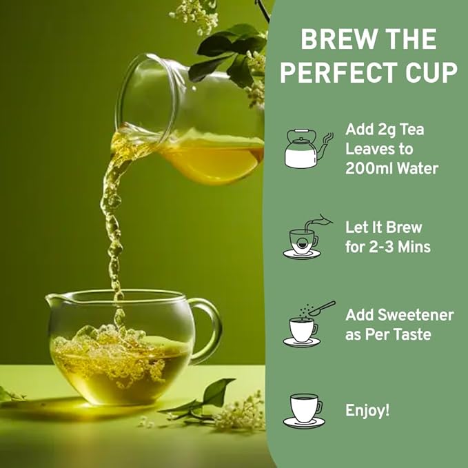 HANDPICK, Green Tea Loose Leaf (255g/9oz) 127 Cups | Non-GMO, 100% Pure Green Tea Leaves Sourced from Himalayas, India | Resealable Ziplock Pouch - Bloomnest
