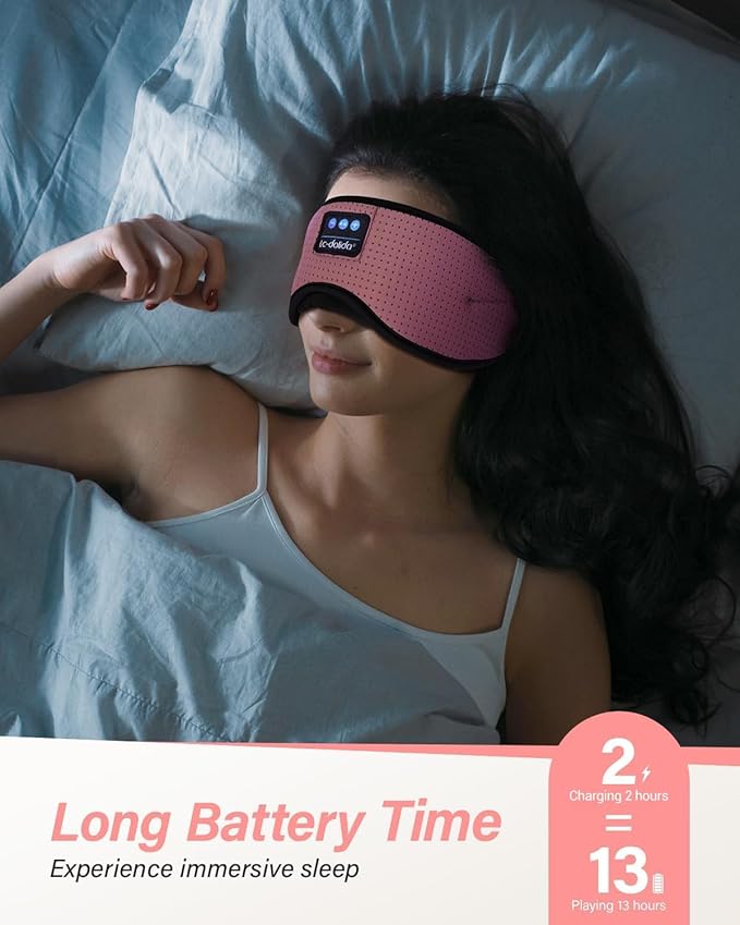 LC-dolida Sleep Headphones, White Noise Bluetooth Sleep Mask 3D Wireless Eye Mask Sleeping with Timing, Sleep Mask with Bluetooth Headphones for Side Sleepers Travel Yoga - Bloomnest