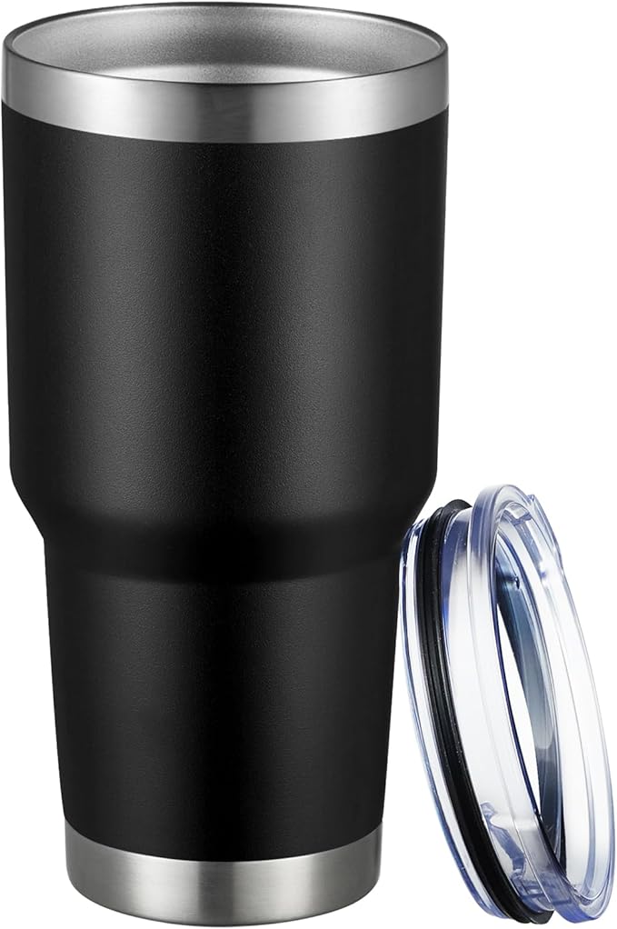 MEWAY 30oz Tumbler Double Wall Vacuum Insulated Travel Mug, Stainless Steel Tumbler with Lid, Durable Powder Coated Insulated Coffee Cup for Cold & Hot Drinks (Black,1 PACK) - Bloomnest