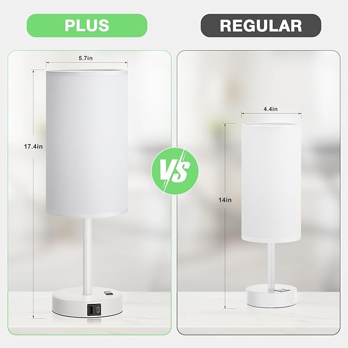 Dicoool Touch Bedside Table Lamp with USB - 3 Way Dimmable White Lamp for Bedroom Nightstand, Desk Lamp with Charging Station for Dorm, Office, Kids Room, Living Room - Bloomnest