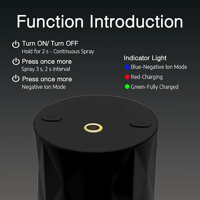 Ikeda Essential Oil Diffuser with Negative Ions, 250ml Glass Aromatherapy Diffuser with 10mL Lavender Essential Oil,3 Modes & 2000 mAH Battery Operated Car Diffuser with Night Light for Home,Black