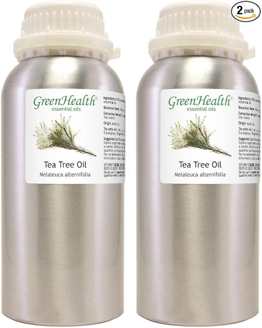 2 Bottles - 16 fl oz Tea Tree Essential Oil (100% Pure & Uncut), Aluminum Bottle - GreenHealth - Bloomnest