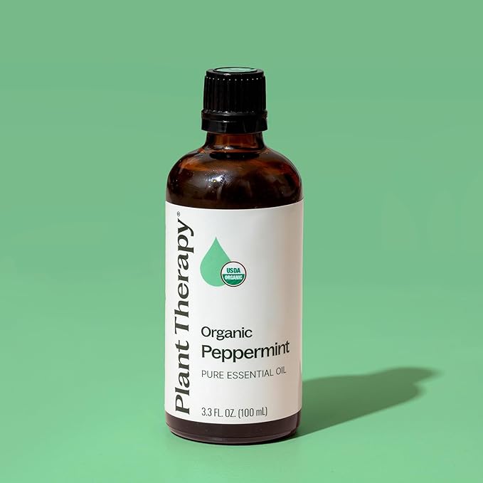 Plant Therapy Organic Peppermint Essential Oil 100% Pure, USDA Certified Organic, Undiluted, Natural Aromatherapy, for Diffusion, Skin, Hair, Therapeutic Grade 100 mL (3.3 oz) - Bloomnest