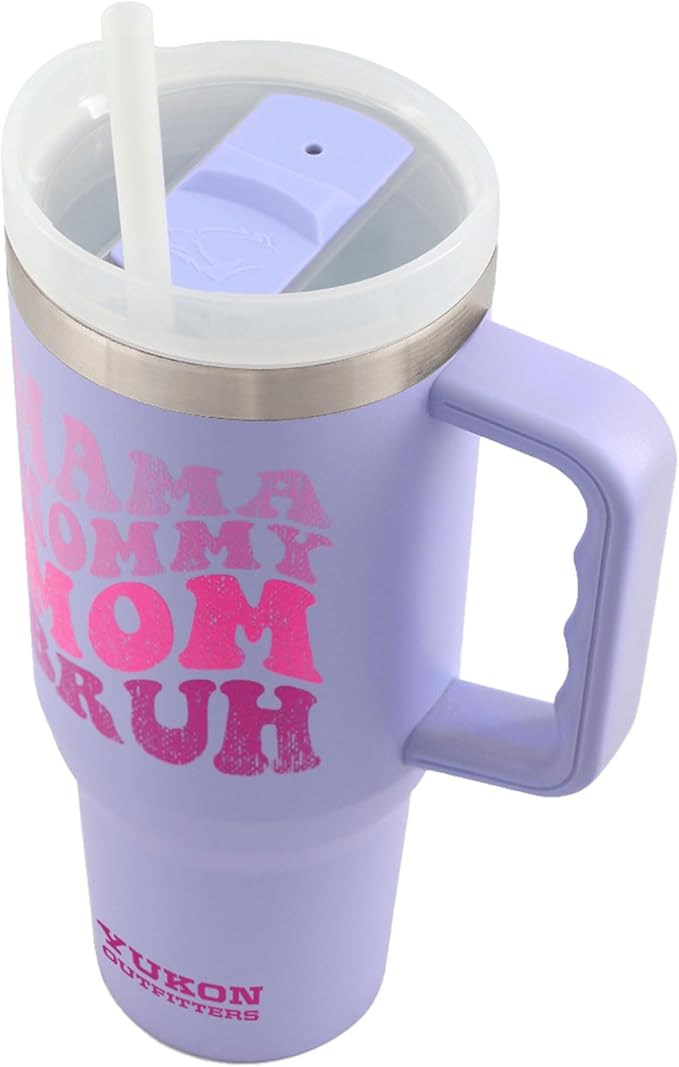 Yukon Outfitters Fit Forty 40oz Double Wall Vacuum Insulated Stainless Steel Tumbler with Reusable Straw & Ergonomic Handle | For Hot or Cold Beverage, Mama Bruh - Bloomnest