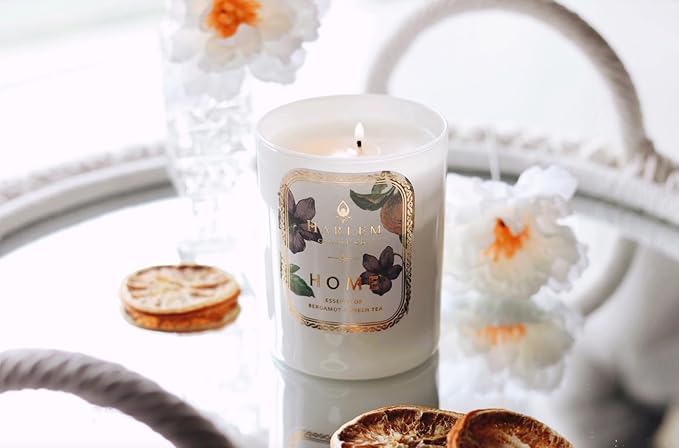 HARLEM CANDLE CO. Home - Luxury Scented Soy Candle, 11 oz - 80-Hour Burn Time | Bergamot, Jasmine, Sandalwood, Mandarin Orange and Green Tea Leaves | Scented Candles for Home - Bloomnest