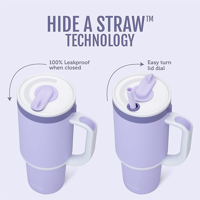 Ello Oasis 40 oz Tumbler with Handle & Retracting Straw | Reusable Insulated Stainless Steel Cup 100% Leakproof, Gifts for Teens Women Men | Keeps cold for 24 Hours, Cup Holder Friendly, Sweet Alyssum - Bloomnest