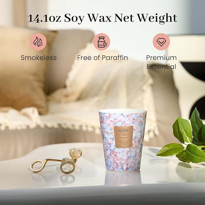 M&SENSE SolarFlowers Scented Candles for Home, Lead-Free Wick Highly Scented Jar Candles, 14.1 Oz 80 Hours Lasting Burning Candles Gifts for Women, Relaxing Aromatherapy Candle for Stress Relief - Bloomnest