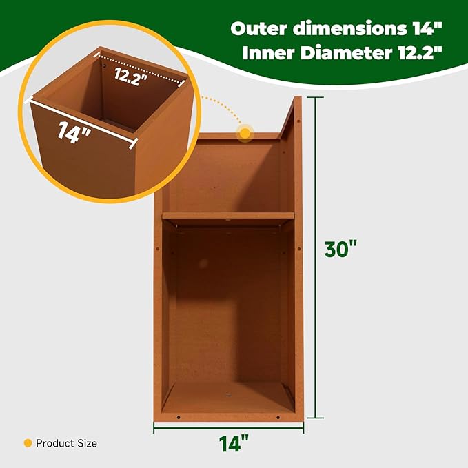 Corten Steel Metallic Heavy Planter for Outdoor Plants 14"x14"x30" Metal Planter Spliced Flower Pot with Partitions for Outside,Indoor,Garden (Corten, 14 * 14 * 30) - Bloomnest