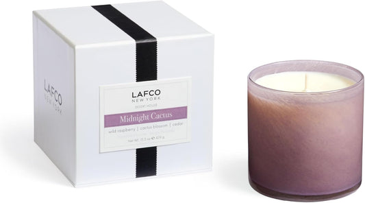 LAFCO New York Signature Candle, Midnight Cactus - 15.5 oz - 90-Hour Burn Time - Reusable, Hand Blown Glass Vessel - Made in The USA