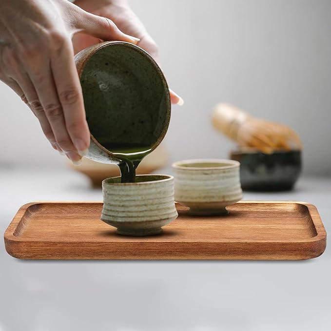 2 Pack Solid Wood Serving Platters and Trays of Natural Wood with Edge,Rectangular Avoid Sliding and Spilling Food (Rectangular Acacia Wood Platters 2pcs) - Bloomnest