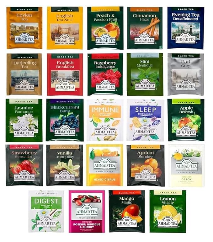 Ahmad Tea Advent Calendar Box, Tea Bags Sampler, Variety Pack Gift (24 Count) 24 DIfferent Flavors of Tea - Bloomnest