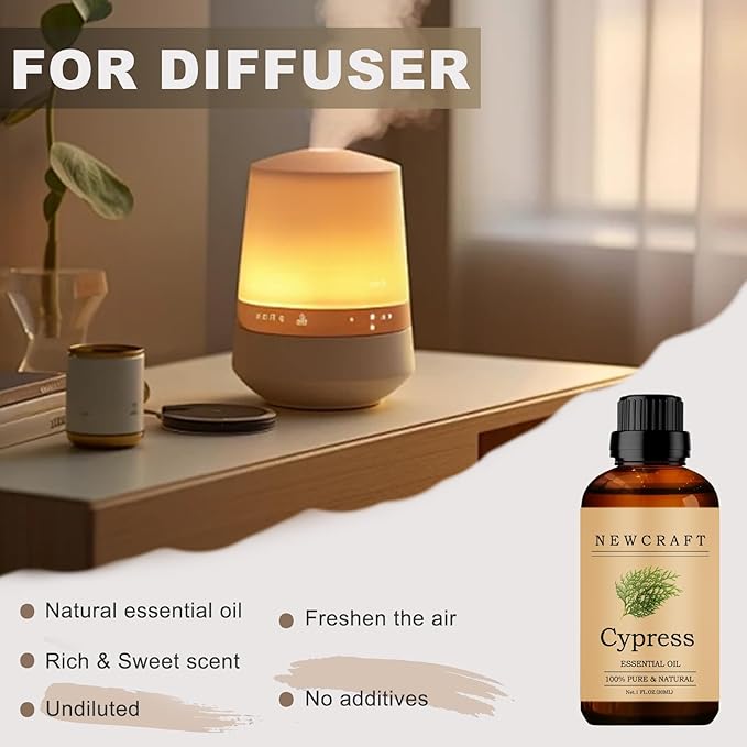 Cypress Essential Oils, 100% Pure and Natural Essential Oil for Aromatherapy Diffuser - Cypress/1 Fl Oz NewCraft