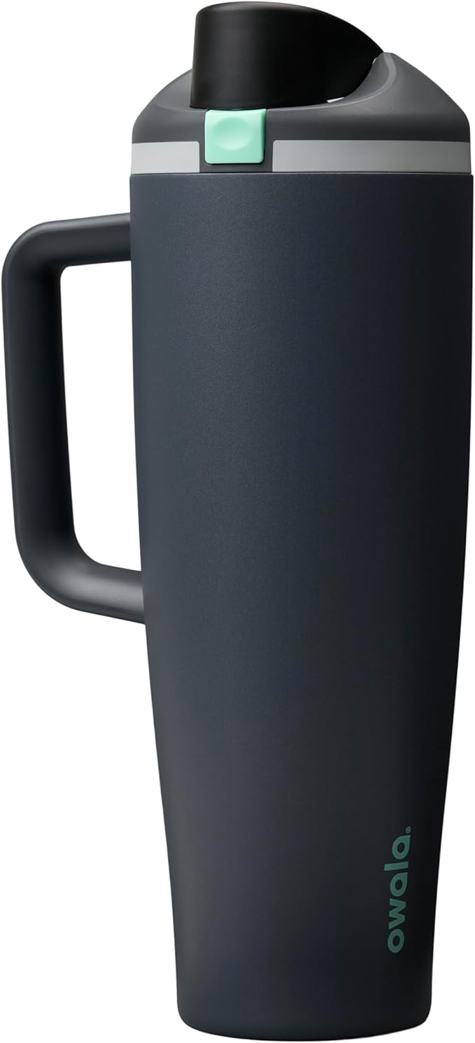 Owala FreeSip Tumbler Insulated Stainless Steel Water Bottle with Built-in Straw and Side Handle, For Travel, Work, School, and Sports, 40oz, BPA Free, Leak Proof, Foggy Tide Owala