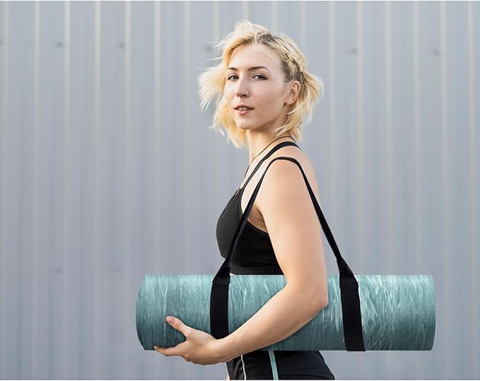 UMINEUX Extra Thick Yoga Mat, 2/5 Inch (10MM), Natural Rubber and TPE Non Slip Yoga Mats with Strap for Women Men, Eco Friendly Exercise Mat for Yoga, Pilates and Home Workout - Bloomnest