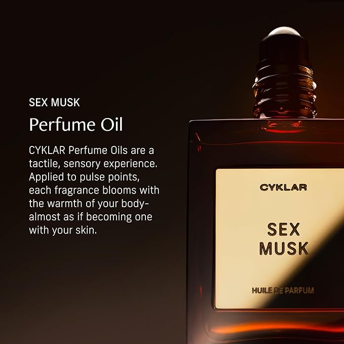 CYKLAR Perfume Oil Roll-On. Travel-Friendly Sex Musk Fragrance with Rose, Tonka Bean, and Musk Notes. Long-Lasting Essential Oil Parfum for Women and Men. 0.5 Fl Oz Scented Rollerball Bottle Cyklar