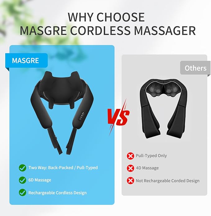 Neck Massager with Heat - Cordless Shiatsu Neck and Back Massager for Pain Relief Deep Tissue, Rechargeable 6D Kneading Brushless Motor Shoulder Massage Gifts for Women Men Home Office Car Christmas - Bloomnest