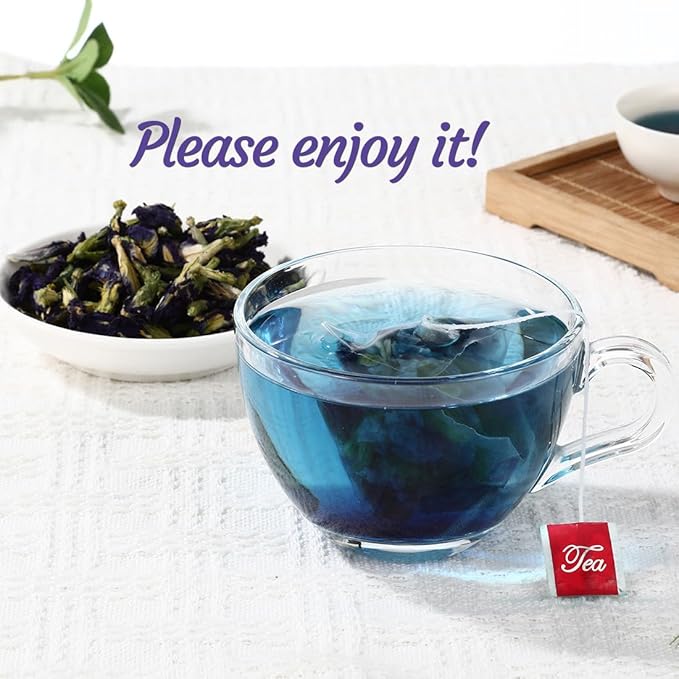 50 Premium Butterfly Pea Flower Tea Bags, Made with 100% Natural Butterfly Pea Flowers, No Additives & Caffeine Free. - Bloomnest