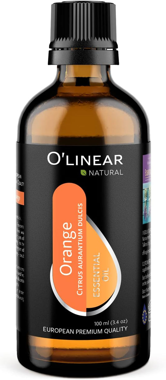 O'linear Pure Orange Essential Oil for Diffuser and Humidifier - Mood-Boosting 100% Fresh Summer Scents, Long-Lasting Sweet Orange Oil, Perfect for Essential Oil Necklaces and Air Fresheners 3.4 Fl Oz - Bloomnest