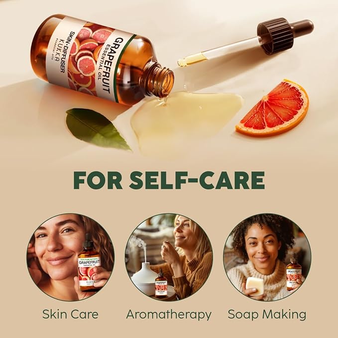 KUKKA Grapefruit Essential Oils - 4 Fl Oz - for Hair, Skin, Diffuser, Aromatherapy & DIY Soap Making Scent - Bloomnest