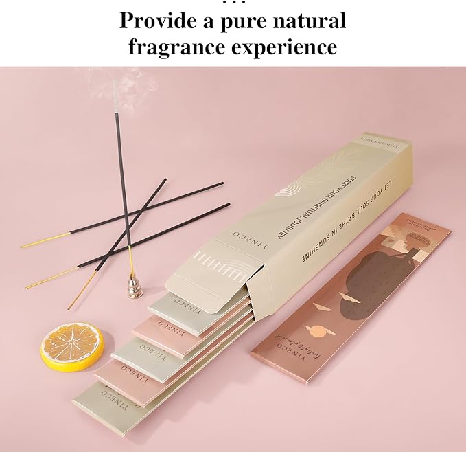 Incense Sticks Set of 120-6 Scents (White Sage, Sandalwood, Jasmine, Lavender, Dragon's Blood & Yoga) for Positive Aura, Relaxation & Meditation, Boho Gift Set, Magic Hour YINECO