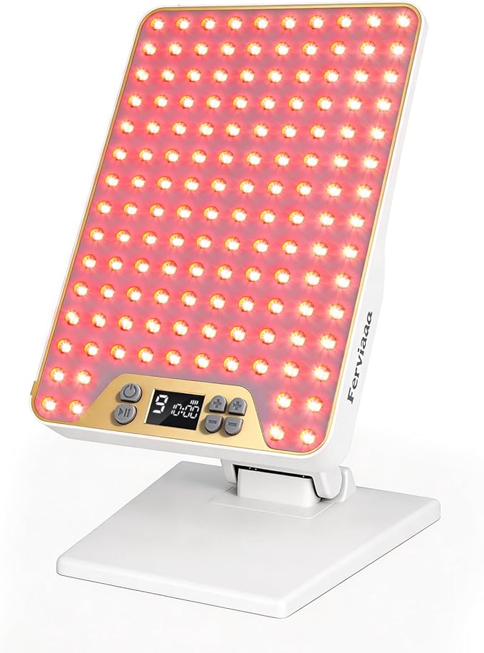 Red Light Therapy Panel for Face & Body, 138 LEDs High Power Light with Adjustable Stand, 630/660/810/850nm Near Infrared Light Therapy Lamp, Rechargeable Portable Device with Timer Bloomnest