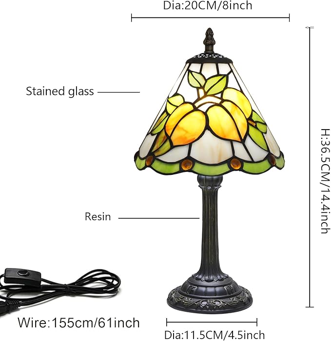 Tiffany Lamp 8 Inch Stained Glass Lamp Yellow Apricot Warm Color Handcrafted Reading Lamp Suitable Coffee Shops Dormitories Home And Office Decoration Tiffany Style Retro Home Decoration Craft Gift - Bloomnest