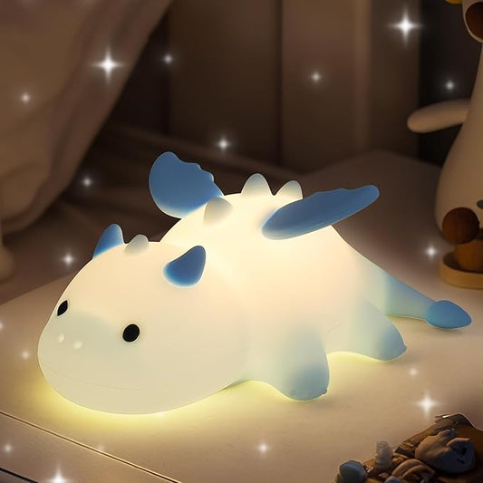 Attivolife Dragon Night Light for Kids, Cute Soft Silicone Touch Lamp with 8 Color & Dimmable & Timer, Portable Nursery Bedroom Bedside Decor LED Light, Birthday Xmas Gifts for Baby Toddler Boy Girl - Bloomnest