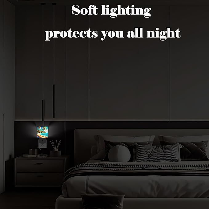 Seaside Town Night Light,Plug Into Wall Decor for Stairway,Hallway,Kitchen,Dusk to Dawn Sensor Nightlights for Boys/Girls/Women/Men Room Gifts - Bloomnest