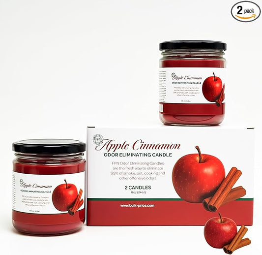 Candle Set Apple-Cinnamon Odor Eliminating – 2 Pack - 12oz – Long-Lasting Soy Wax Candles – Neutralizes Pet, Kitchen & Smoke Odors – Clean Burn, Eco-Friendly, Aromatherapy Candle - Bloomnest