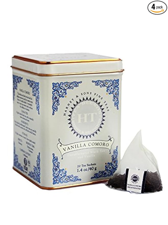 Harney and Sons Fine Tea, Vanilla Comoro, 20 Count (Pack of 4) - Bloomnest