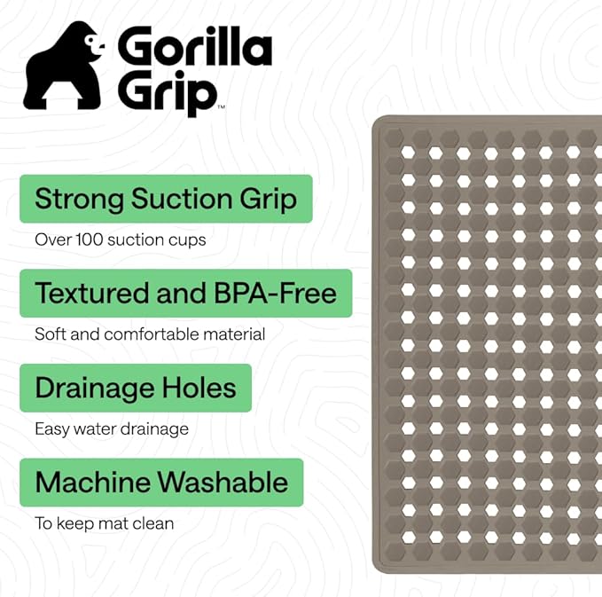 GORILLA GRIP Patented Square Shower Stall Mat, Small Bathtub Floor Mats for Stand Up Showers, Suction Cups and Drainage Holes, Machine Wash, Soft on Feet, Bathroom Accessories 21x21 Inch, Beige Opaque - Bloomnest