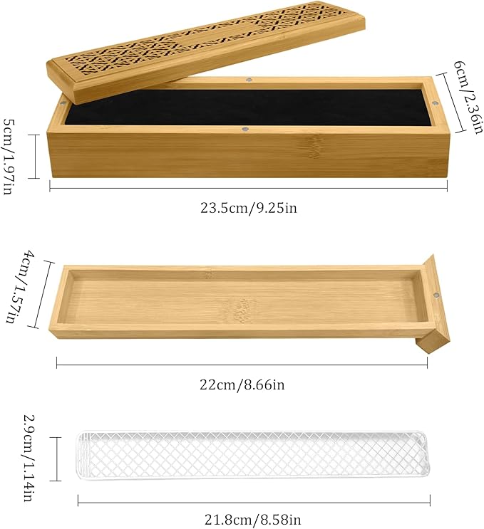 Wooden Incense Holder Burner with Storage - Incense Stick Holder & Ash Catcher for Meditation, Yoga, Bedroom, Study, Office - Exquisite Incense Burner for Home Decor - Bloomnest