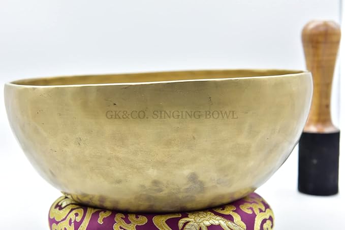 10" Large Master Healing Hand hammered Tibetan Singing Bowl - Great for Meditation, Yoga, Sound Bath, Mindfulness, Relaxation - Cushion, Wooden Mallet & Drumstick Included - Bloomnest