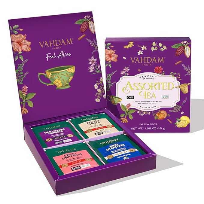 VAHDAM, Classic Tea Advent Calendar 2025 | 24 Unique Flavor in Individually Wrapped Pyramid Tea Bags in Classic Box | Assorted Tea Gift Set | Advent Calendar 2025 Gifts for Women & Men - Bloomnest