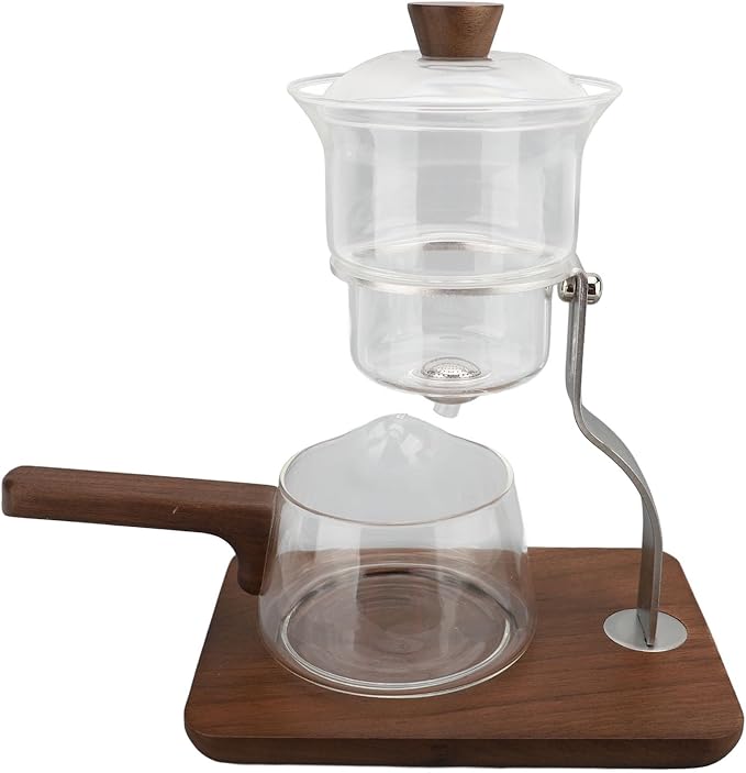 TOPINCN Glass Teapot Set Semi Automatic Drip Rotating 350ml Capacity Automatic Drip Tea Pot, Glass Tea Set with Magnetic Filter for Family Gatherings or Office Breaks - Bloomnest