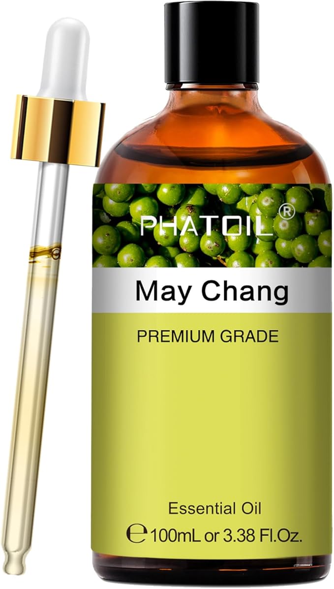 PHATOIL May Chang Essential Oil, Pure Premium Natural Oil for Hair Care, Body Skin Care, Aromatherapy, DIY Candle, Soap Making 3.38Fl Oz - Bloomnest